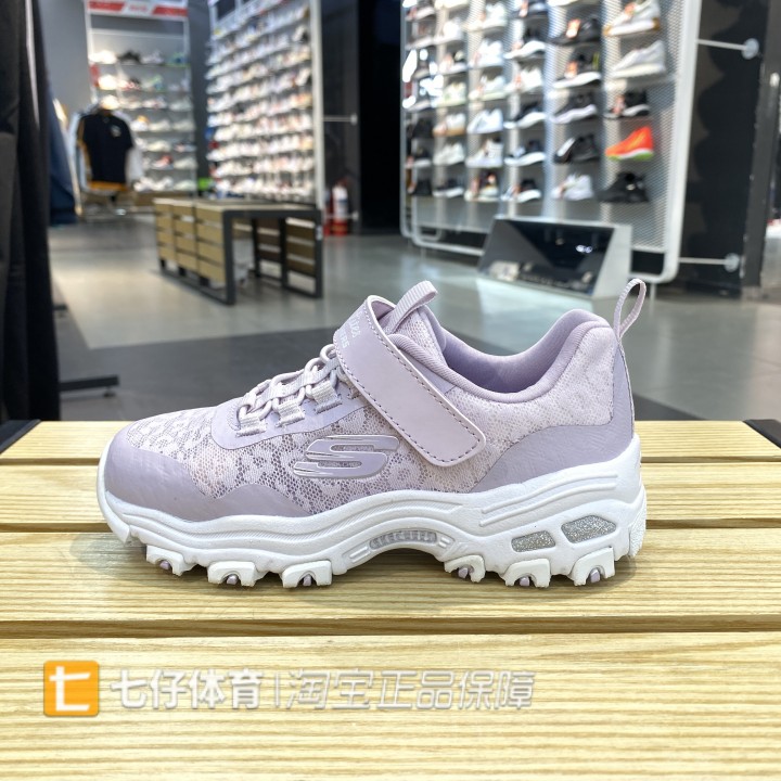 Skechers斯凯奇正品春季女童新款透气蕾丝熊猫休闲运动鞋302541L