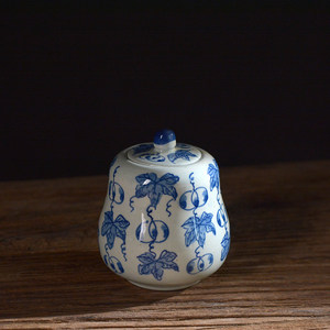 景德镇青花瓷茶叶罐葫芦陶瓷醒茶罐小号存茶罐储茶罐散茶收茶罐