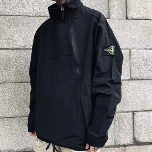 Stone island石头岛斜拉链机能冲锋衣防风袖章夹克工装潮男女外套