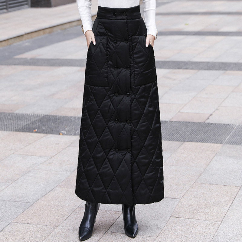 2021冬季羽绒棉裙半身裙女冬天配毛衣加厚显瘦长款裙子包臀长裙潮