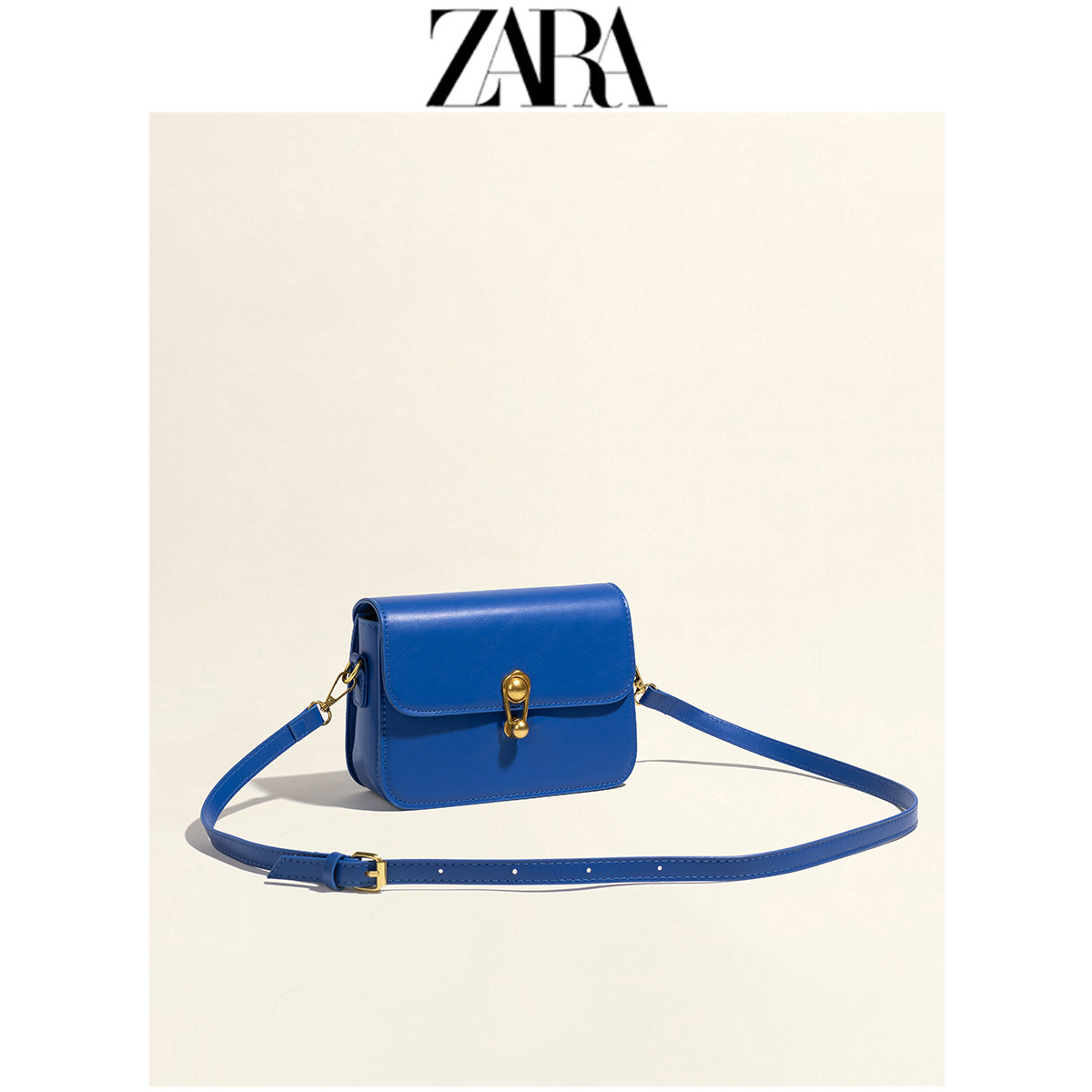 zara小包包女2022新款高级感克莱因蓝百搭小方包小众单肩斜挎包