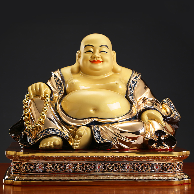 圆通超市总店的优惠券大全—弥勒佛摆件纯铜鎏金宽体弥勒佛 笑佛 笑口