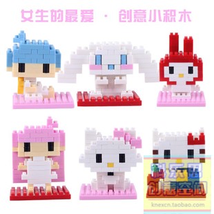 LOZ凯蒂猫兔兔hellokitty minmy melody kiki lala cinna积木玩具