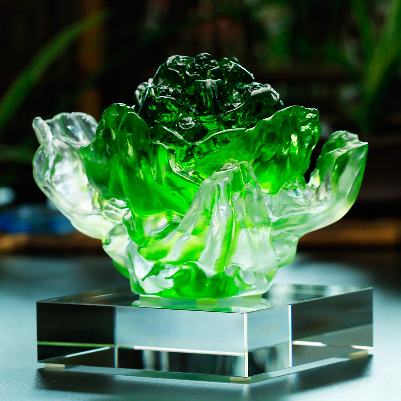 琉璃水晶百财招来玉白菜摆件乔迁新居礼物搬新家礼品送朋友工艺品