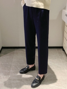罗马布黑色窄版直筒裤2024新款窄版直筒垂感梨形身材小个子九分裤