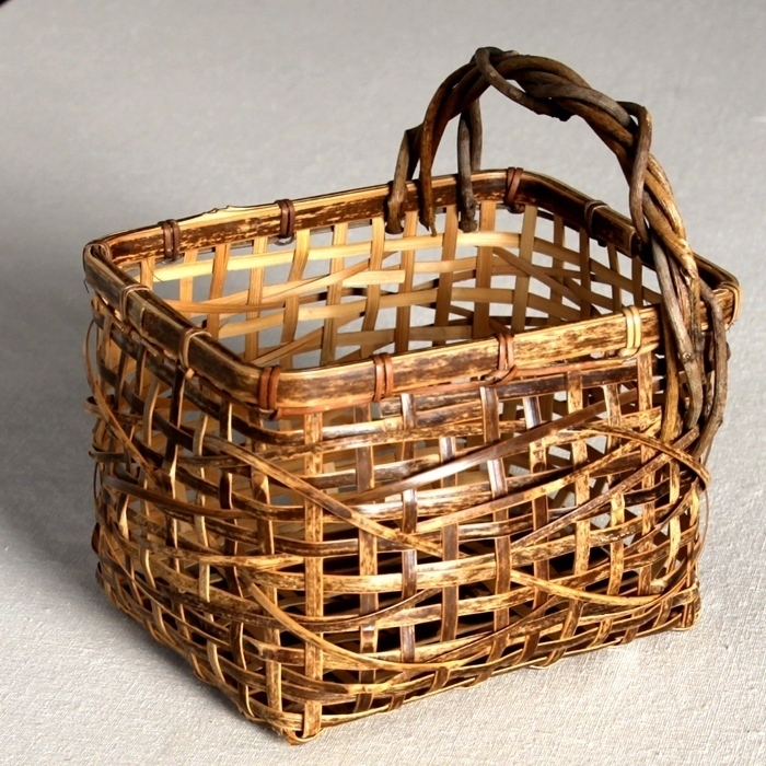 竹编 篮子 竹 紫竹 花篮 果盘 筐 提柄 提梁 手编 山山竹木 日本