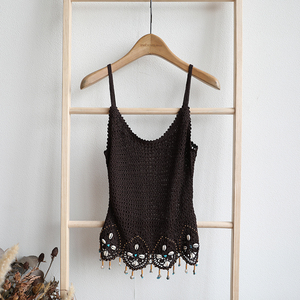 外贸复古孤品冰丝文艺针织衫上衣编织女款镂空春夏季薄款手工钩针