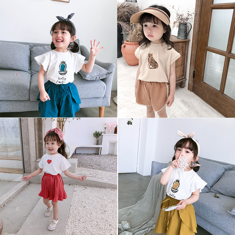 女童套装裙女孩夏装2021韩版新款宝宝夏季洋气网红套装短袖裙子潮