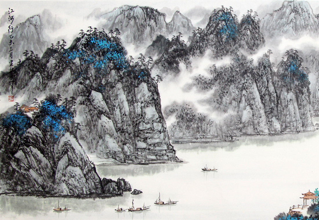 王建林《江河行》大幅山水 中国当代著名书画家 金陵八痴