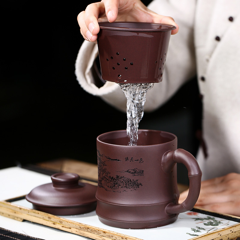 宜兴紫砂杯纯手工大容量带过滤内胆茶