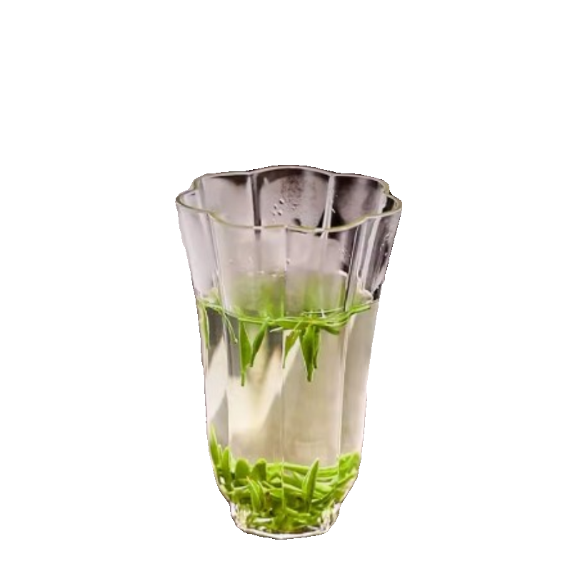 绿茶专用玻璃杯2024新款水杯高颜值花瓣杯子喝水办公泡茶杯耐热