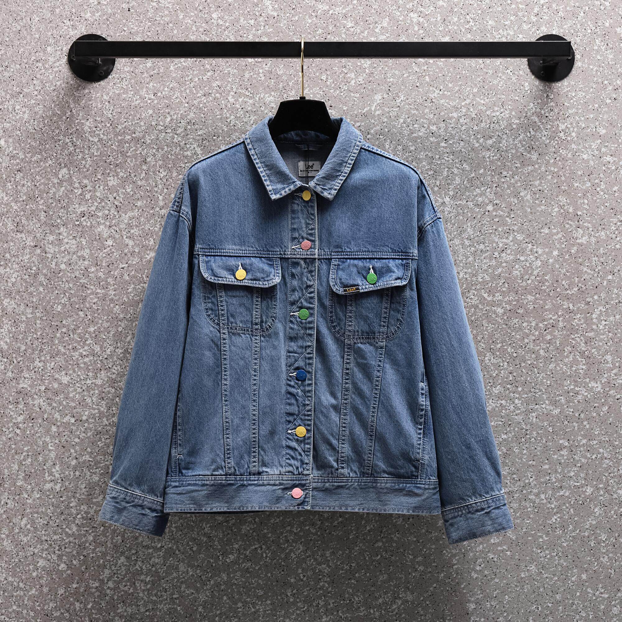 lee女士短外套22春彩色扣子宽松牛仔夹克lwt0024475pn00f-a01287