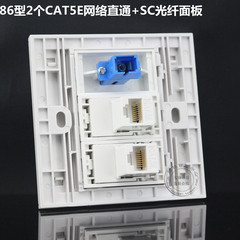 86型CAT5电脑直通插座面板 宽带网线面板 SC光纤电脑直插墙壁面板