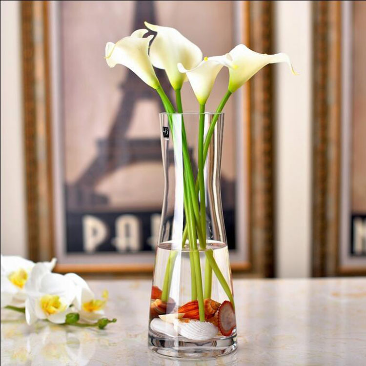 促销简约现代透明玻璃花瓶富贵竹百合大号现代水培花瓶家居包邮