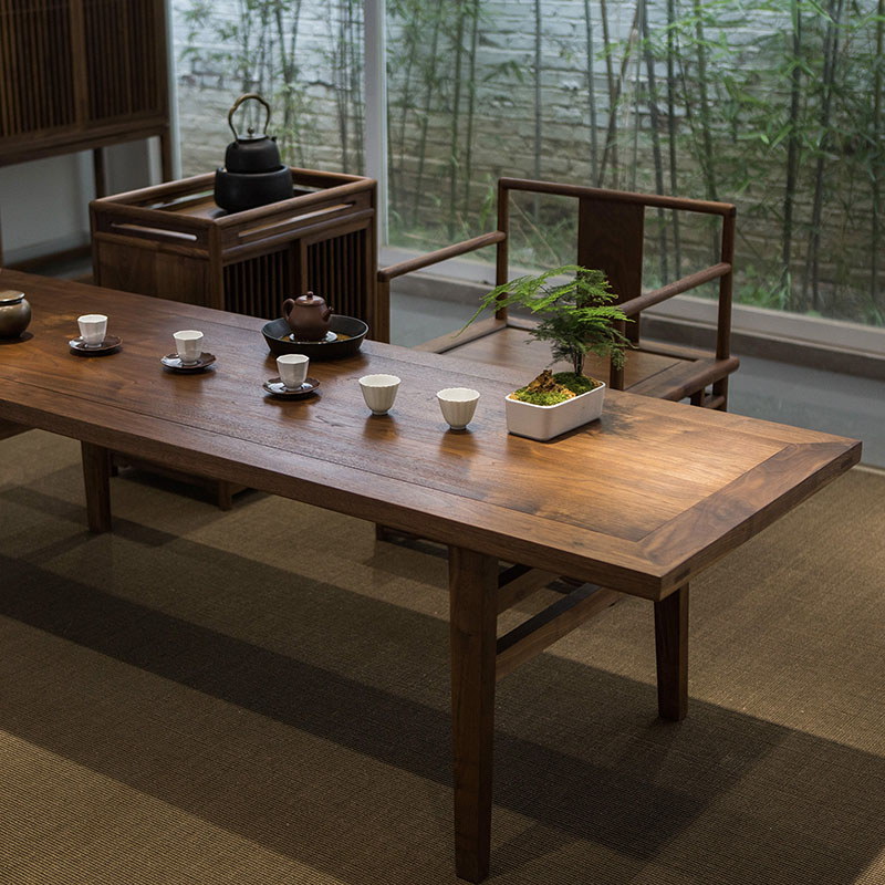 老榆木茶桌椅组合新中式 实木茶台榆木茶桌小 禅意家用客厅 原木