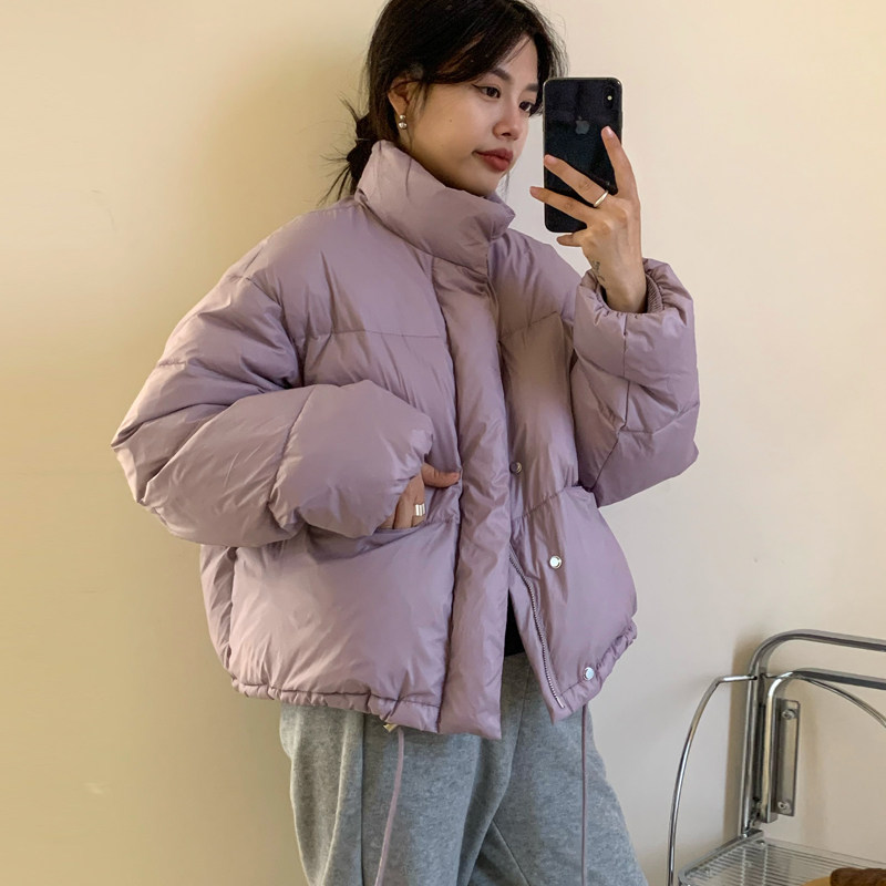 香芋紫立领羽绒服女欧洲站冬装2022新款欧货女装时尚洋气面包服潮