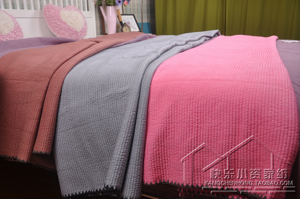 韩国纯色绗缝床盖夏凉被薄款空调被天丝竹纤维柔软水洗床上用品