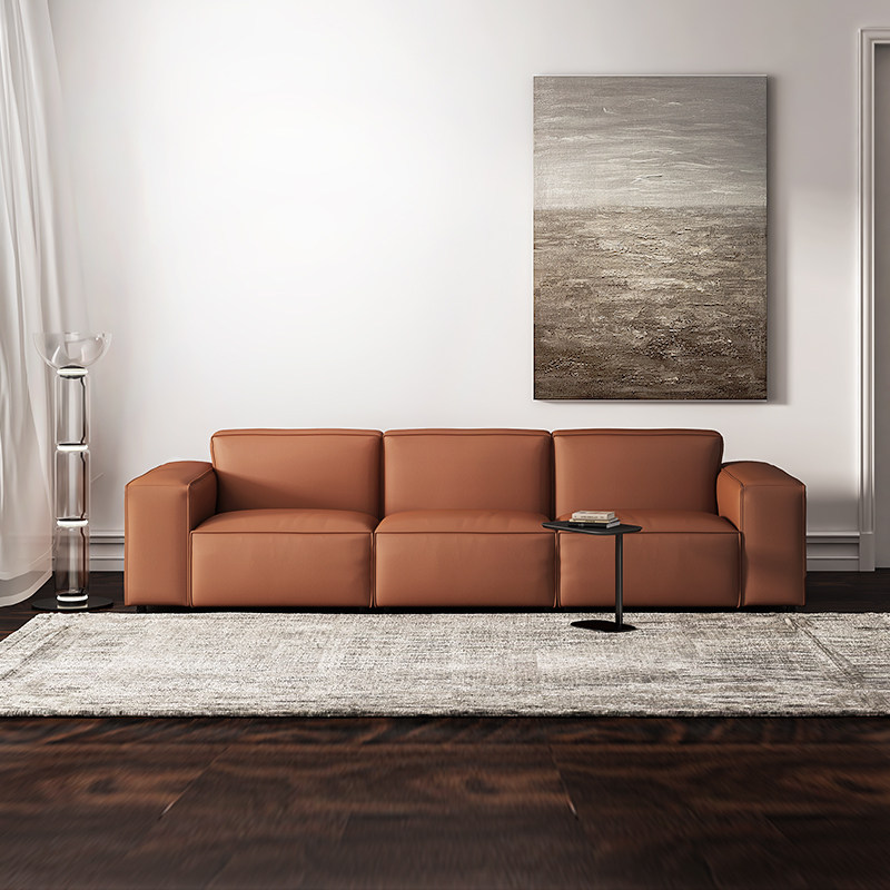 左右沙发现代客厅真皮沙发意式极简中小户型三人直排沙发家具5145