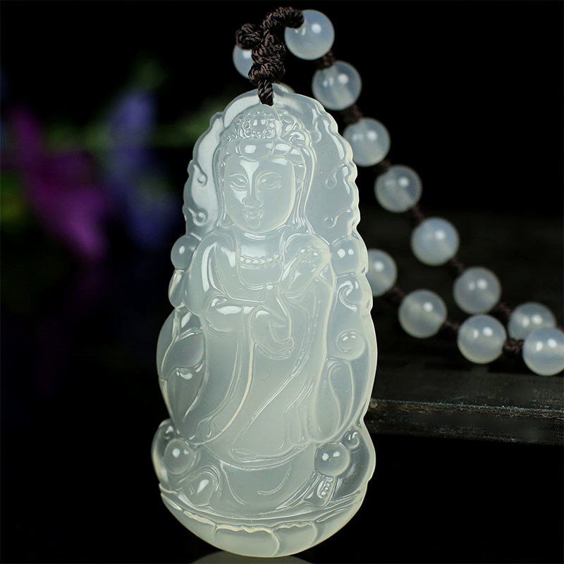 玉观音吊坠大号男士款玉石菩萨玉坠保平安玉佩玉项链挂件天然玉髓
