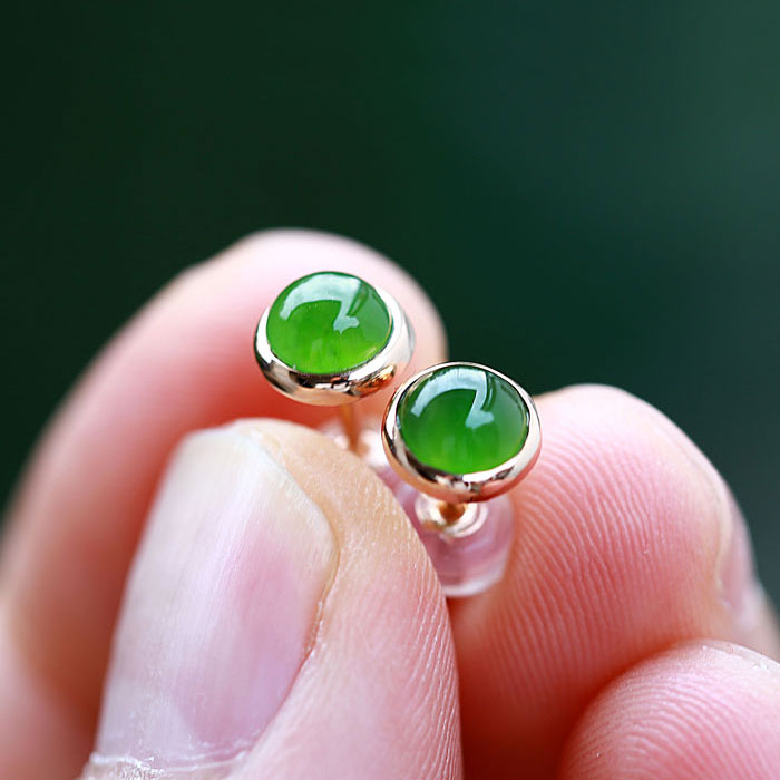 natural Jasper Ear Studs 18K Spinach Nephrite Ear Studs Earrings Gold inlaid jade Earrings Gold earringsin the Jewelry/Diamond/Jade/Gold , Other natural jade , Earring category - from Buy2taobao.com to provide professional Taobao agent buy service