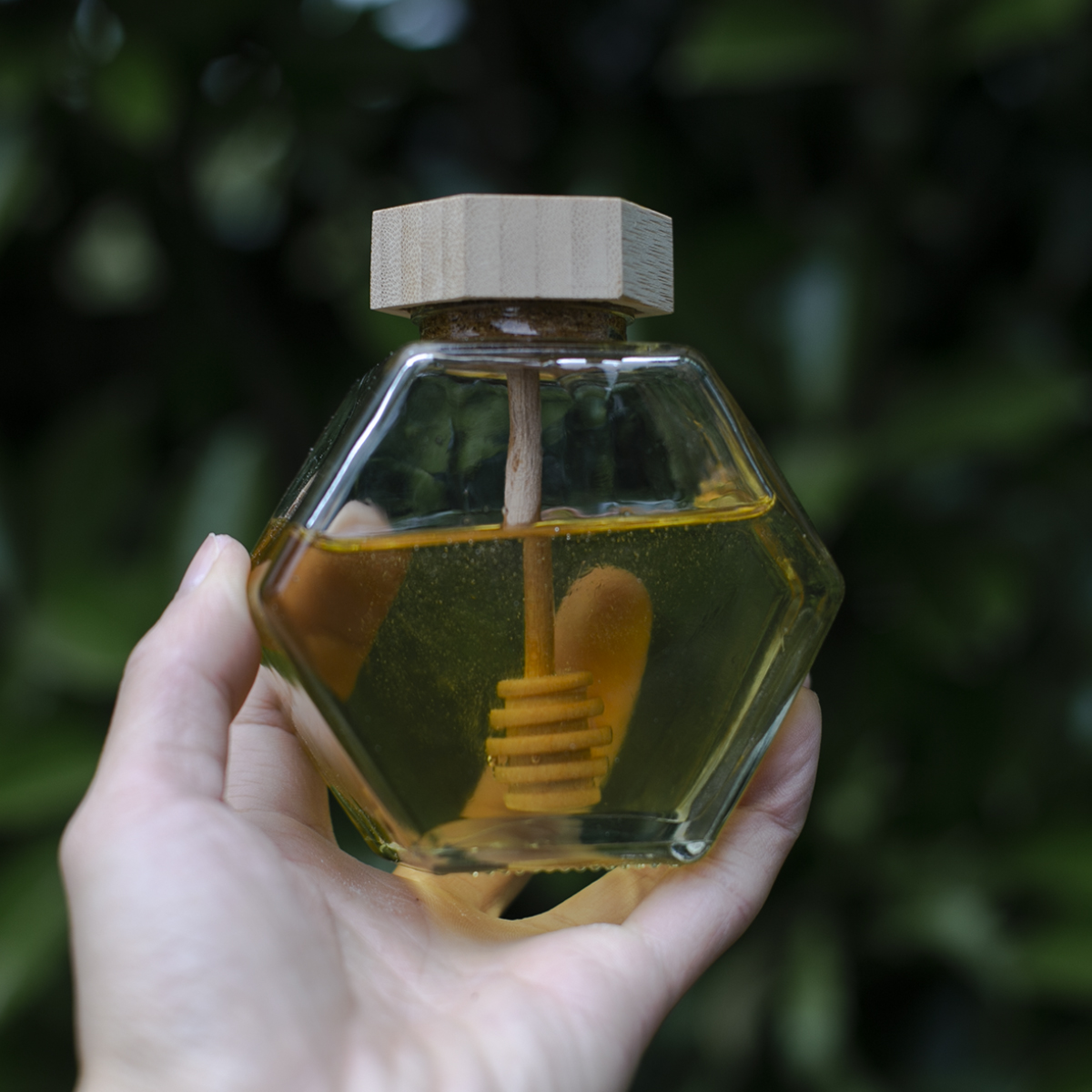 玻璃蜂蜜罐取蜜棒密封罐北欧日系厨房蜂蜜勺一体瓶ins糖水果酱罐