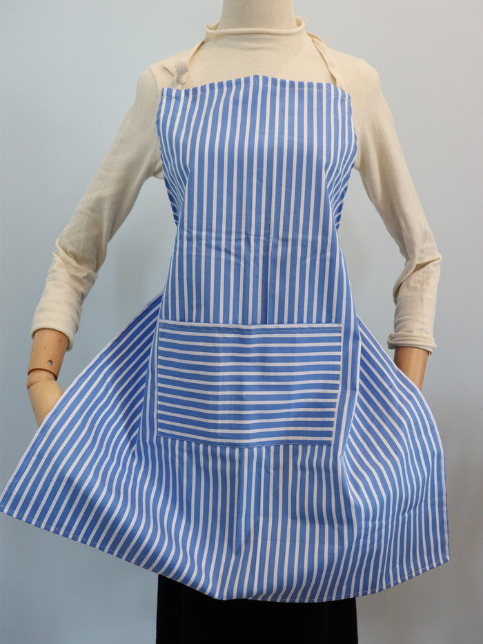 2021夏款进口棉布简约日式条纹格子围裙下厨家居清洁围腰包邮薄款