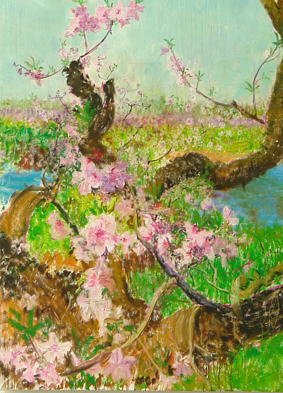 当代名家周春芽丝网版画《春桃》