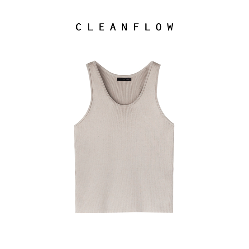 CLEANFLOW | 桑蚕丝棉罗纹弹力工字打底背心女舒适内搭上衣夏新款