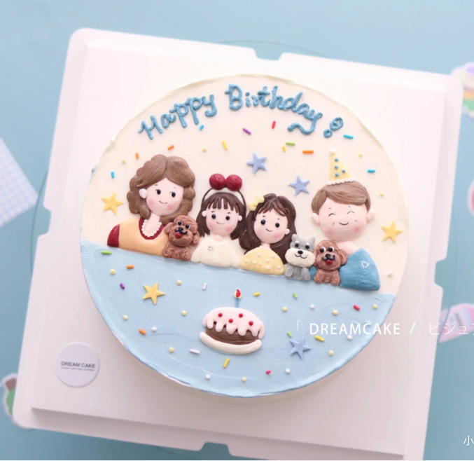 生日蛋糕装饰摆件软陶一家四口爸爸妈妈家庭派对蛋糕摆件装饰插牌