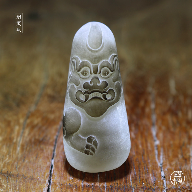 结缘新疆和田玉白玉籽料羊脂玉精品吊坠苏工貔貅瑞兽兽面西枫玉雕