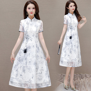 新中式国风旗袍改良连衣裙女夏季年轻款高端气质高贵妈妈日常可穿
