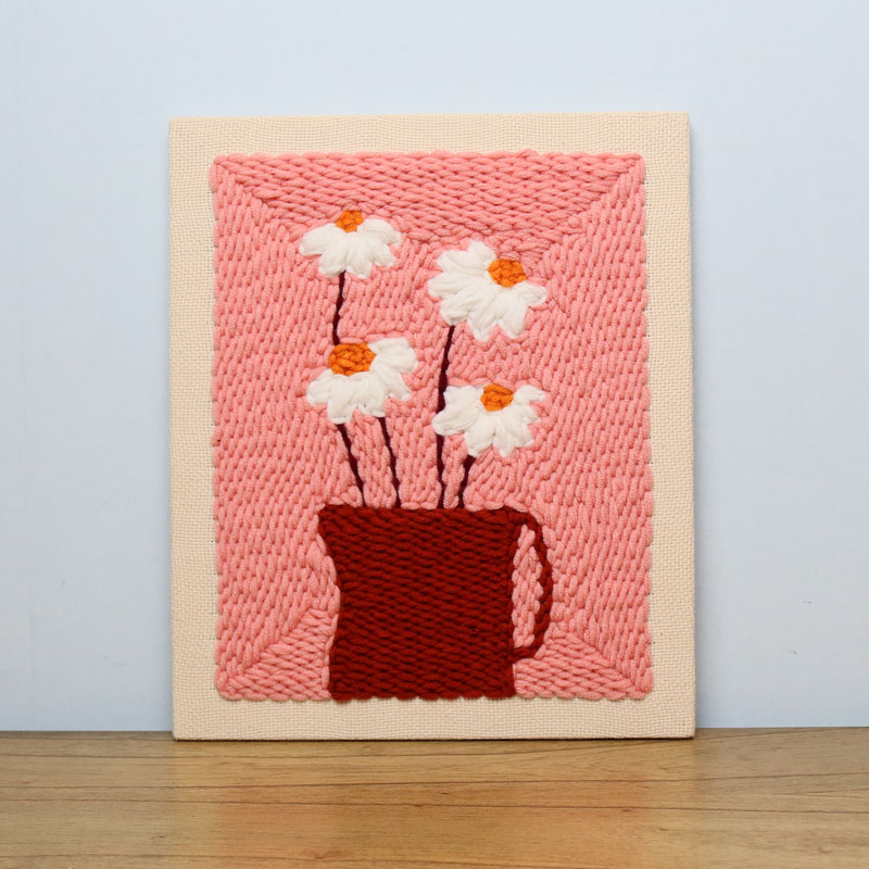 俄罗斯戳戳绣北欧花朵装饰画手工diy材料包毛线戳戳乐戳戳秀礼物