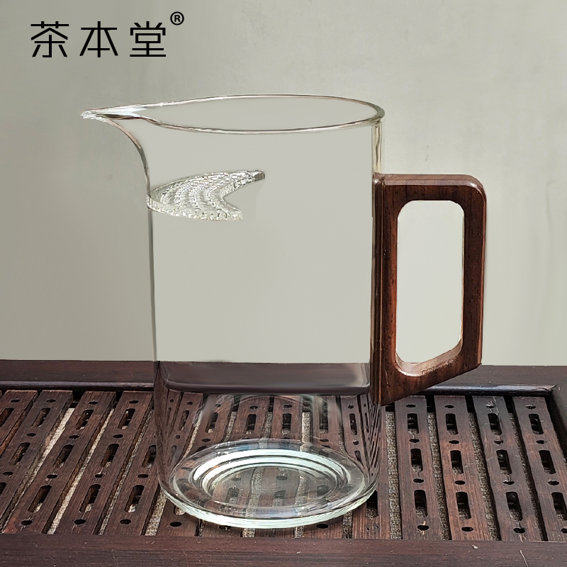 茶本堂玻璃公道杯月牙过滤茶漏一体分茶器加厚大容量泡茶壶小清新