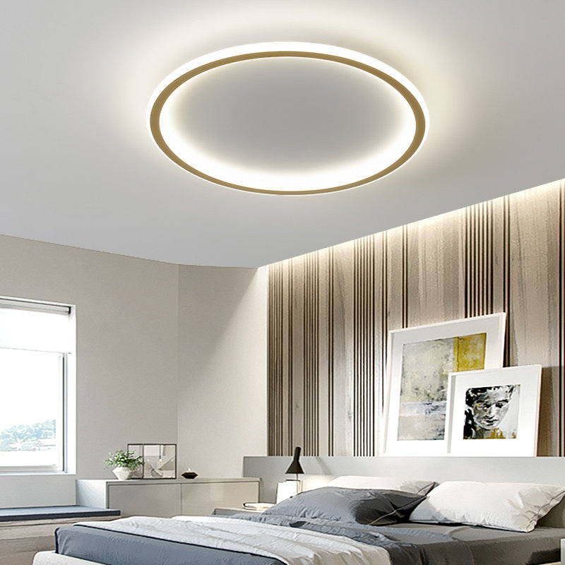 超薄极简led卧室灯后现代简约轻奢全铜客厅灯方形儿童房间吸顶灯