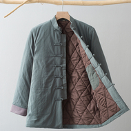 冬季唐装男加厚保暖挽袖棉衣