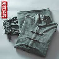 棉麻唐装中式休闲宽松套装