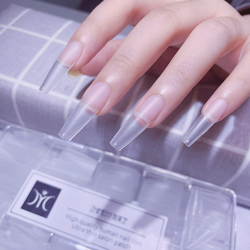 甲片美甲店专用超薄无痕指甲贴片磨砂透明延长甲全半贴免打磨穿戴