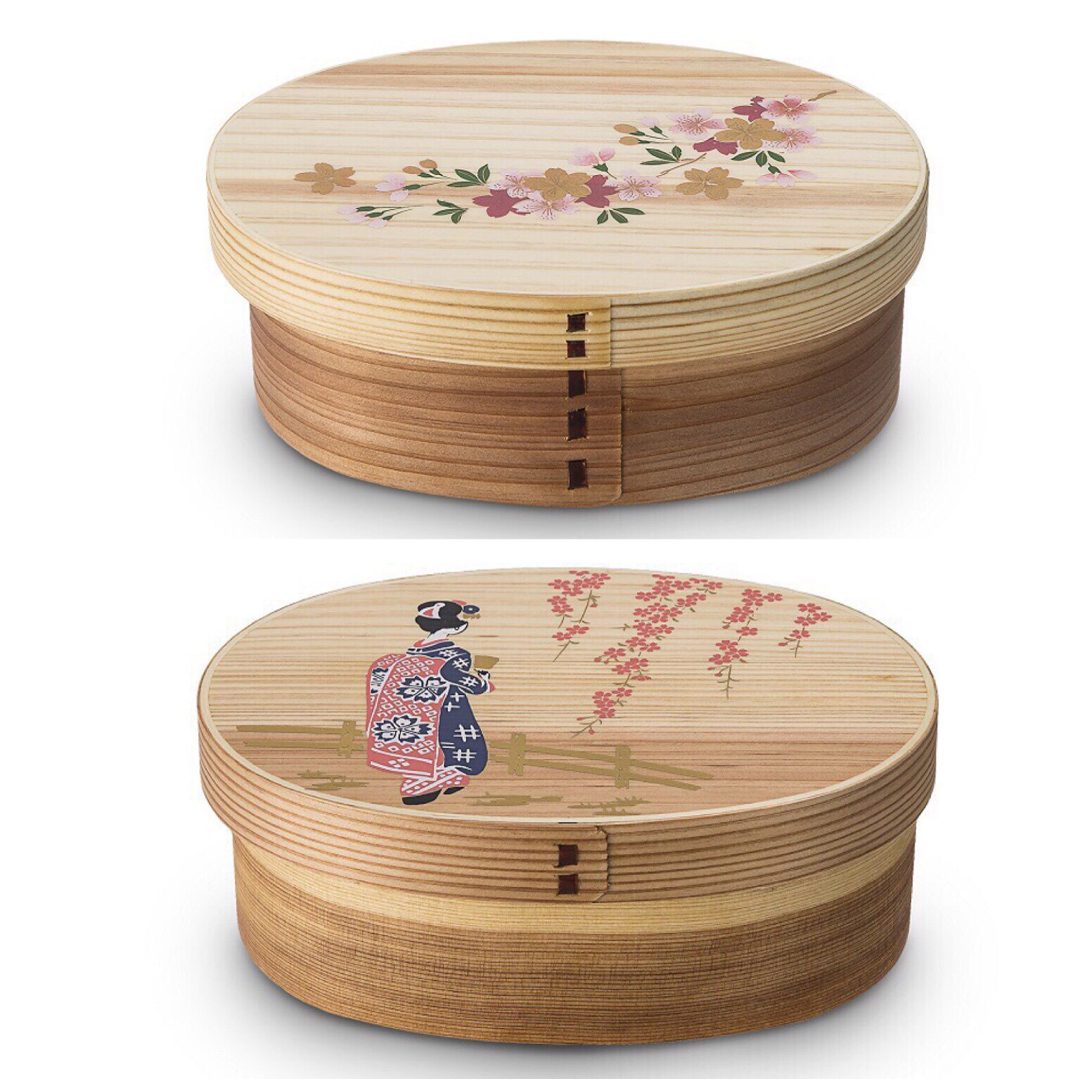 盒 樱花_日本进口wakacho牢固耐用分格餐盒杉木漆器保温饭盒便当樱花