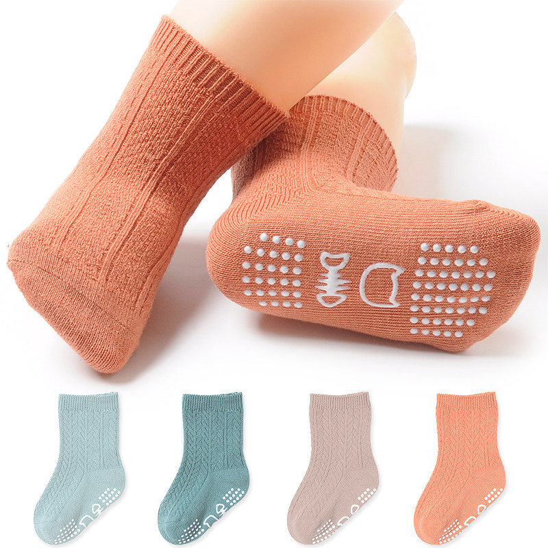 防滑袜子儿童地板袜婴儿春秋夏季薄款纯棉宝宝室内早教无骨学步袜