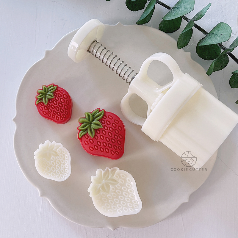 25g50g草莓绿豆糕模具 创意拼色糕点中秋节月饼模 水果造型馒头模