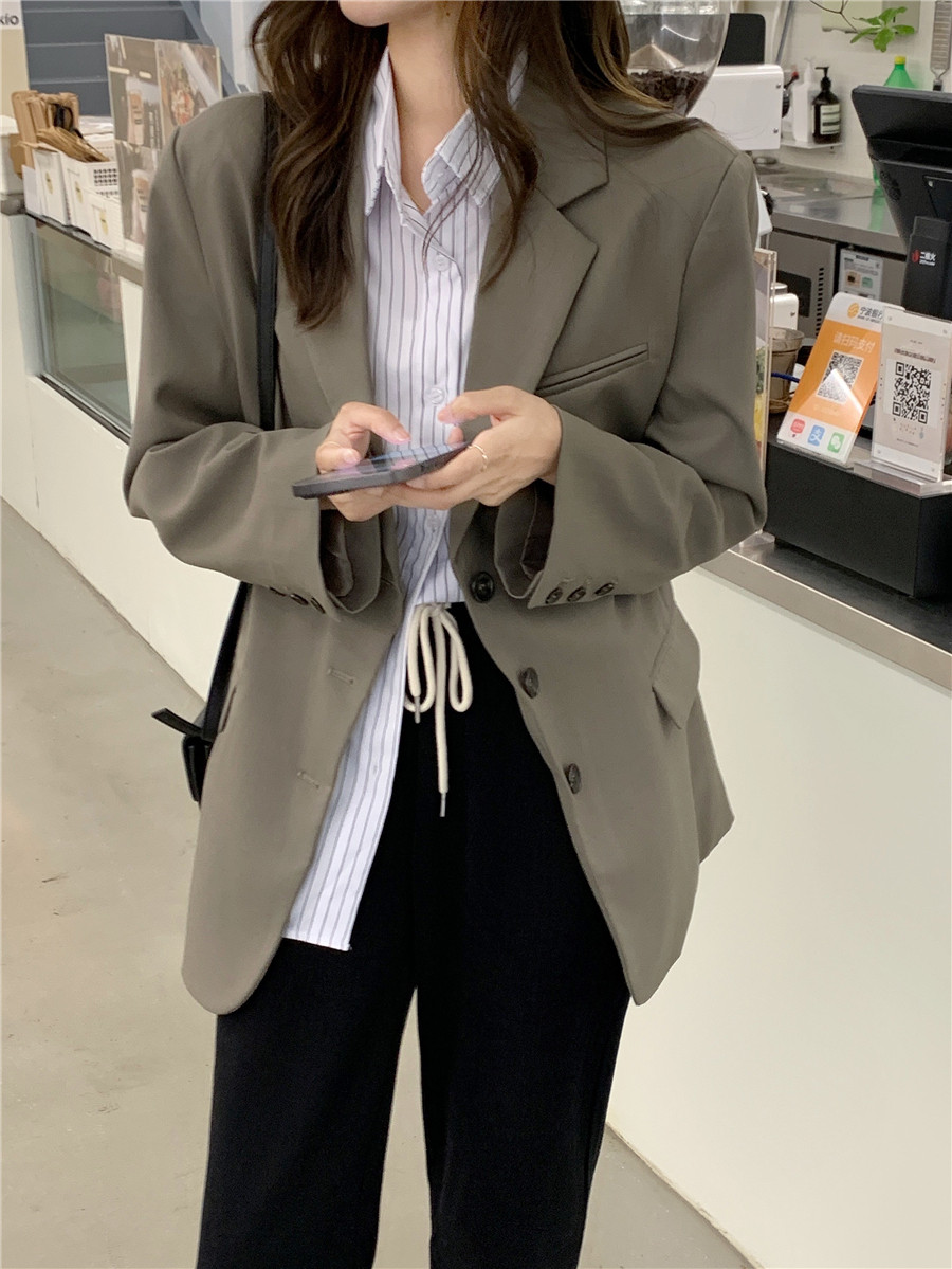 FANSI 质感西装外套女2021秋季宽松气质设计感炸街长袖休闲小西服