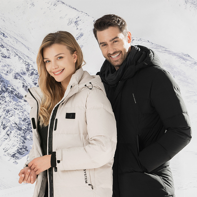 建侬秋冬男女款鸭绒保暖休闲户外运动长款防风羽绒服 6839 6840