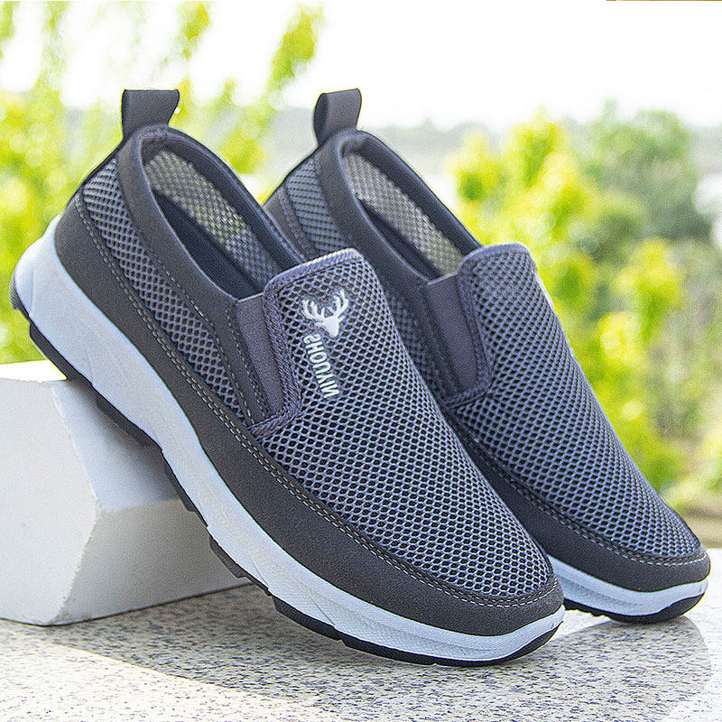 中老年人健步防滑夏季布鞋老北京网面运动休闲老人爸爸网鞋男软底