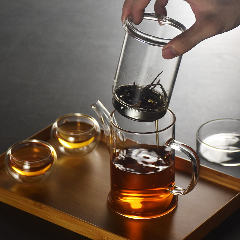 红茶泡茶器玻璃单壶耐高温不锈钢过滤家用简约办公室创意精致茶具