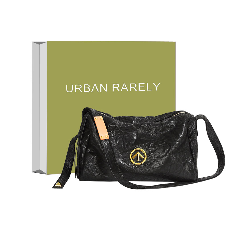 urban rarely大容量软皮托特包潮无性别主义黑色通勤包单肩斜挎包