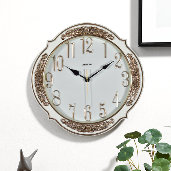 简约欧式挂钟客厅现代静音时钟创意田园石英圆形挂钟