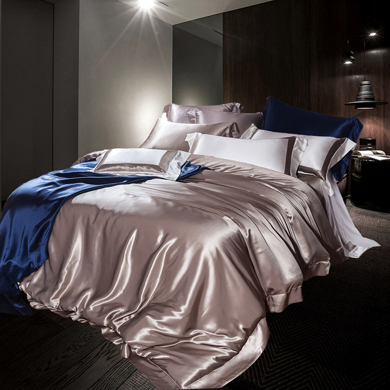 瑶台居真丝四件套重磅30姆米100%桑蚕丝6a级纯色定制丝绸床上用品