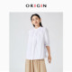 ORIGIN/安瑞井2023夏季白色简约女士衬衣立领褶皱工艺七分袖衬衣