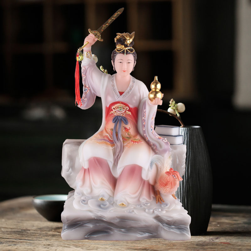 九天玄女像汉白玉佛像九天玄女娘娘踏凤玄天圣母家居客厅神像摆件