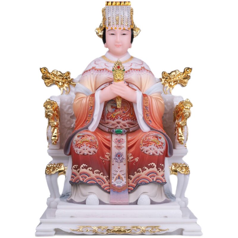 碧霞元君像汉白玉彩绘泰山娘娘泰山奶奶圣母泰山圣母家居人物摆件